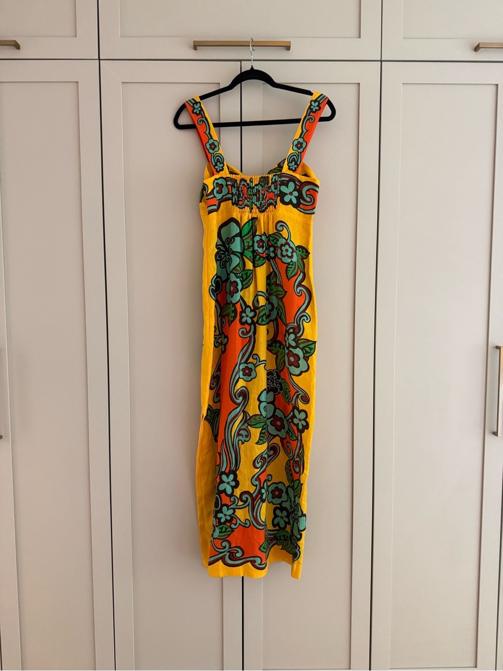 Alemais Yellow Orange Floral Twist-Front Midi Dress - Picture 6 of 7